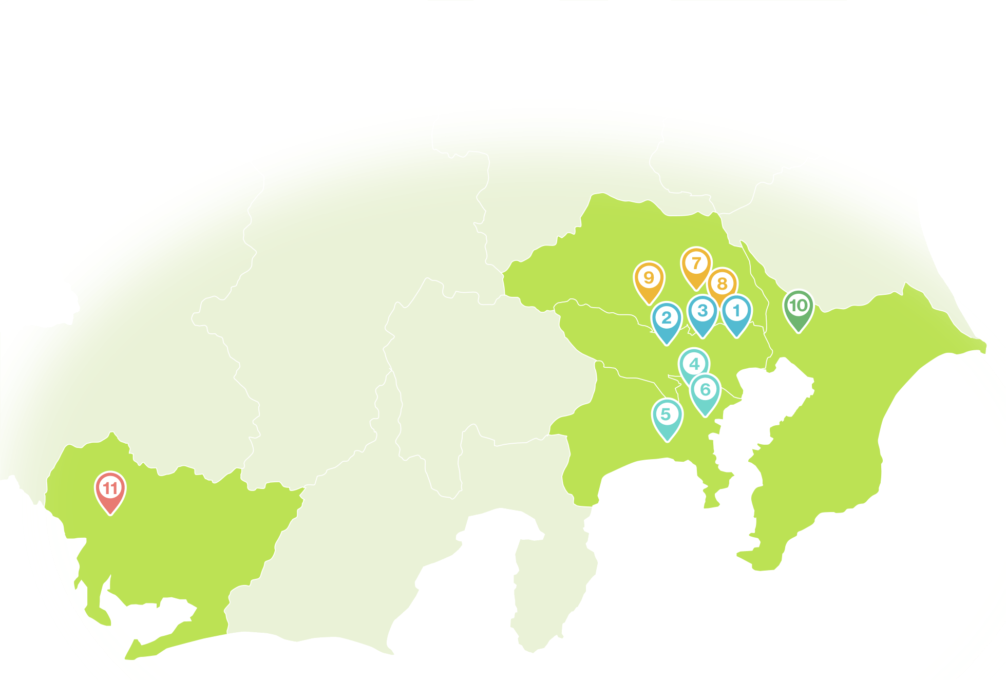 コンパスメディカルグループのクリニック全拠点の地図